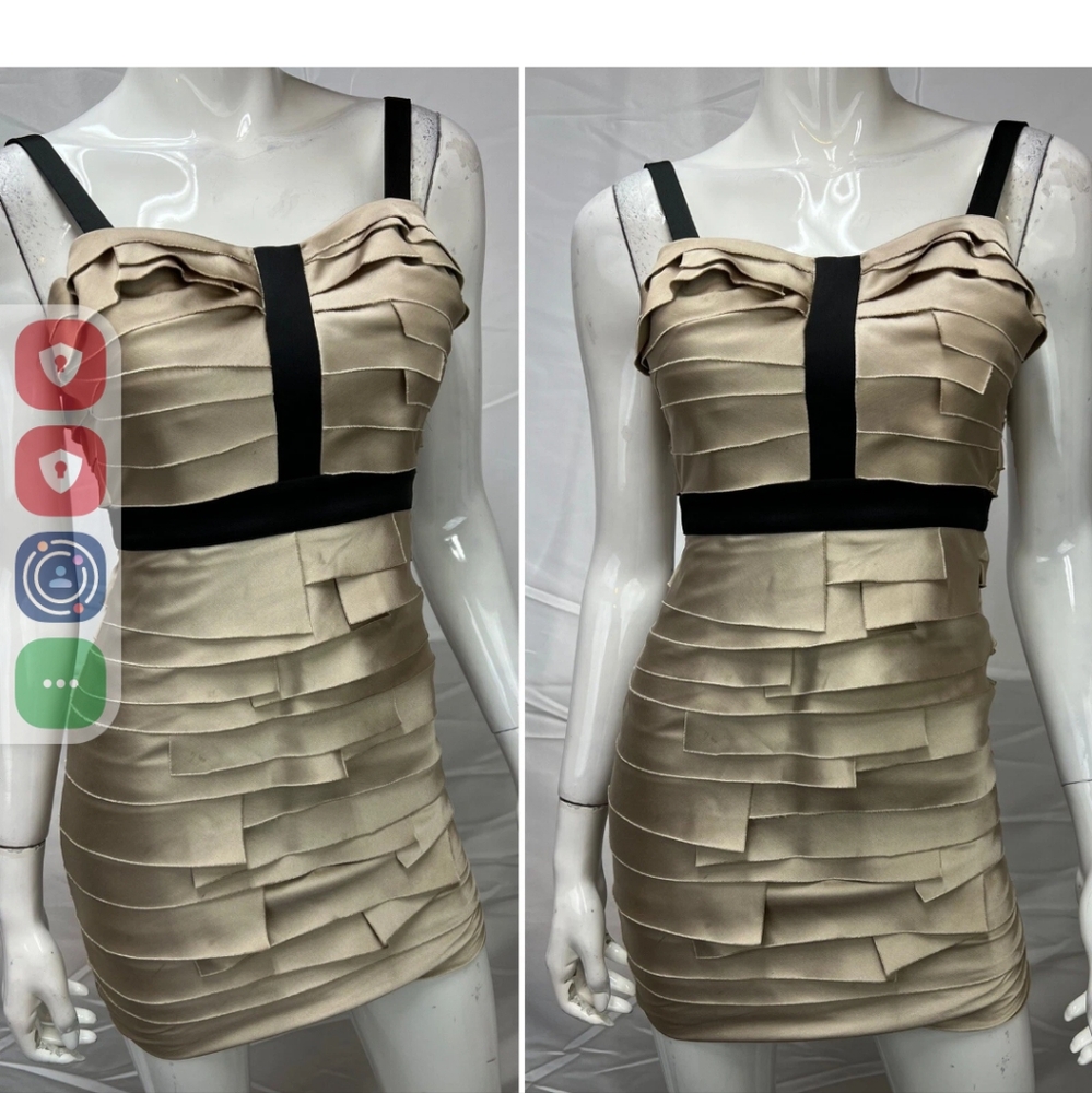 Bebe Layered Satin Bodycon Cocktail Lucca Strips Purple Sheath Dress Size Small - Picture 7 of 12